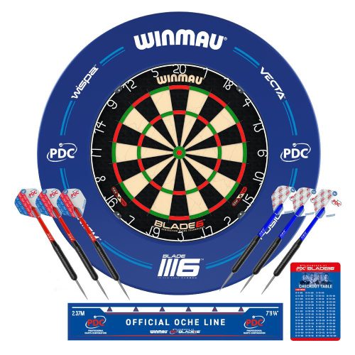 Tinta Darts Winmau Blade6 PDC, Protectie Perete, 2 Seturi de Sageti, Linie Start, Card Iesire