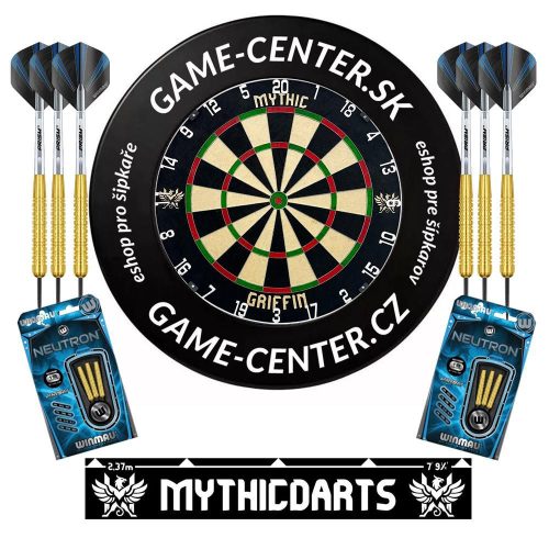 Pachet darts Mythic Advance, tabla Mythic Griffin, protectie de perete Gamecenter si doua seturi de