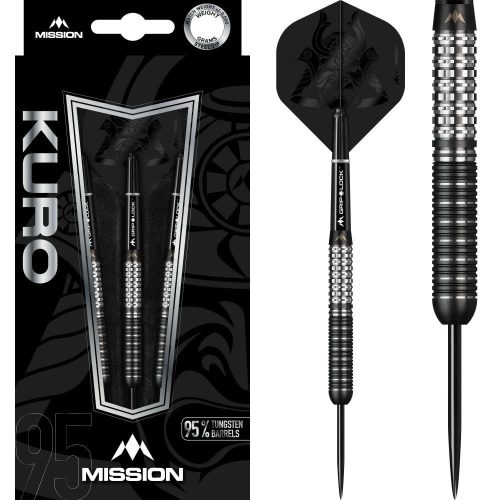 Sageti Darts Mission steel Kuro 22g, black, M1, rear sabre grip, 95% tungsten