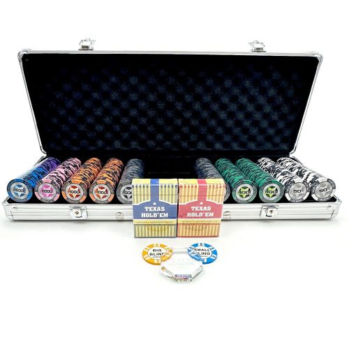 Set poker cu 500 jetoane, 13,5g ceramica cu carti 100% plastic