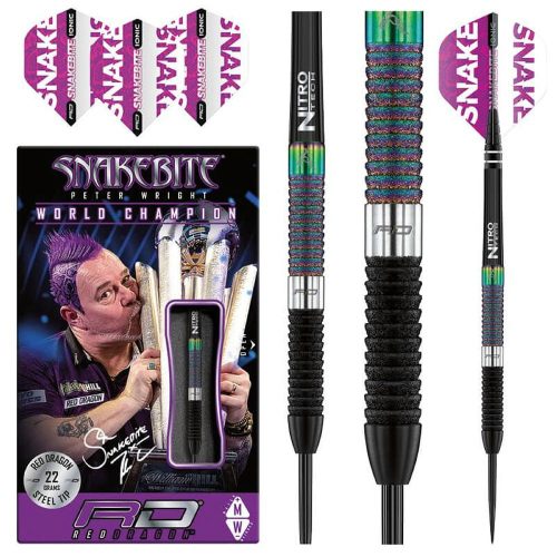 Sageti Darts RedDragon steel Peter Wright, Snakebite World Champion Diamond 90% tungsten, 22g